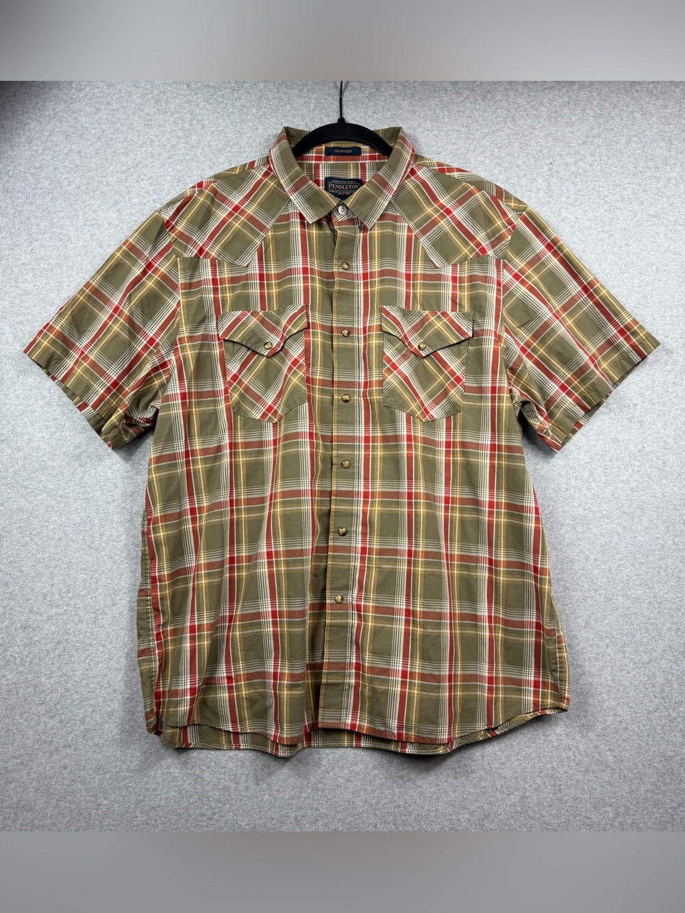 Pendleton Frontier Plaid Western Pearl Snap Short Sleeve Mens XXL